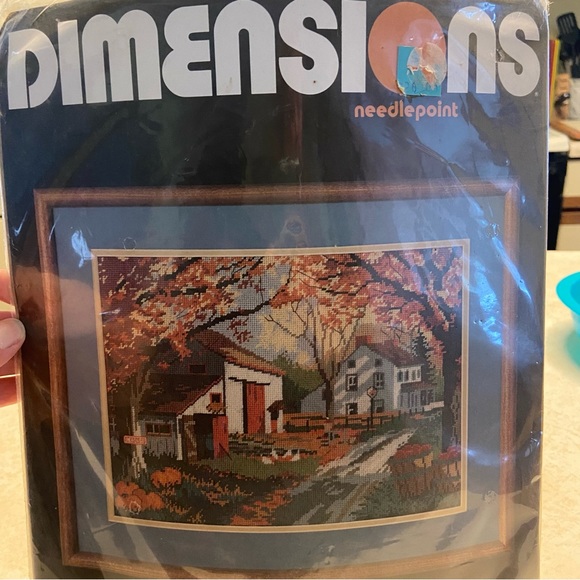Vintage Dimensions Needlepoint The Road Home #2226 Fall Scene 
Open Package - Picture 1 of 14